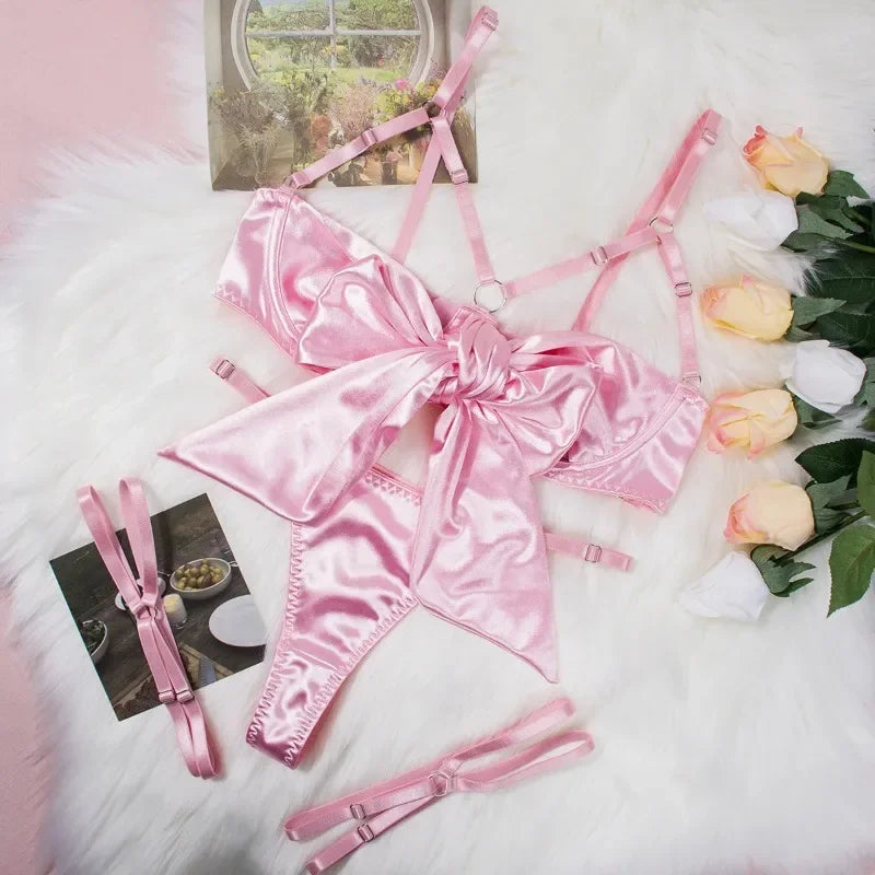 Bow-knot  Bra Panties Thigh Ring Set