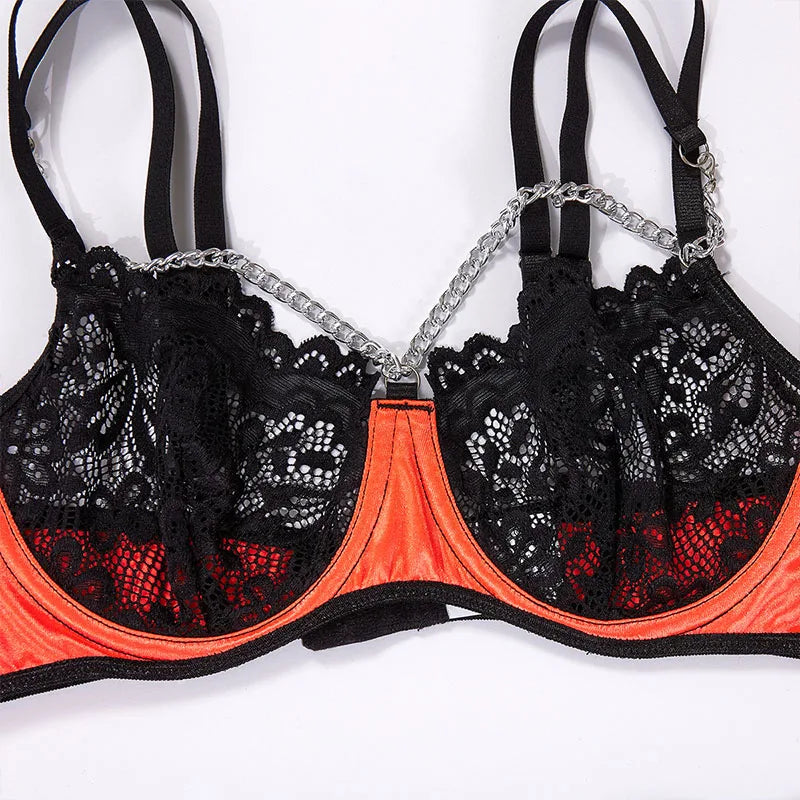 Bra and Briefs Sets Lace Flower Embroidery