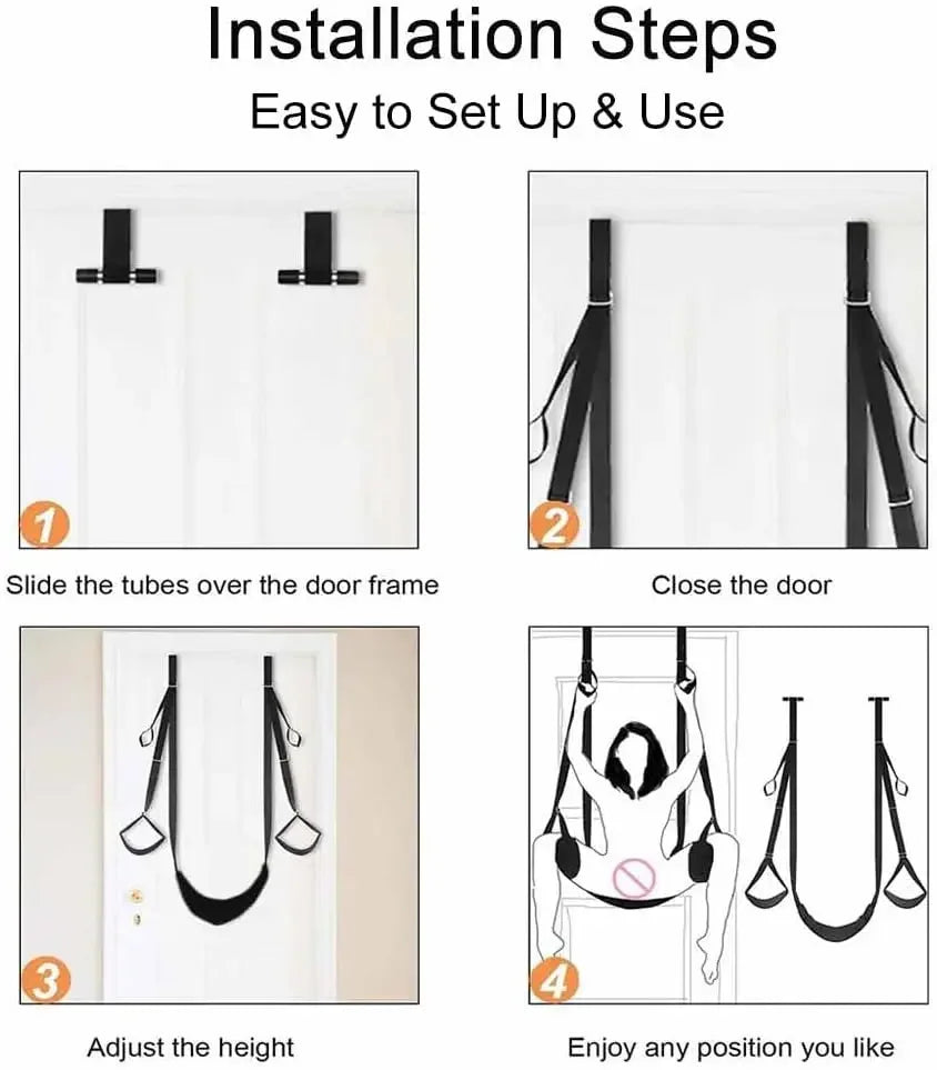 Over the Door Sex Swing with Soft Seat & Leg Pad Hanging Adult Cushion Door Swing M Split Leg Strap Sex Toys for Couples