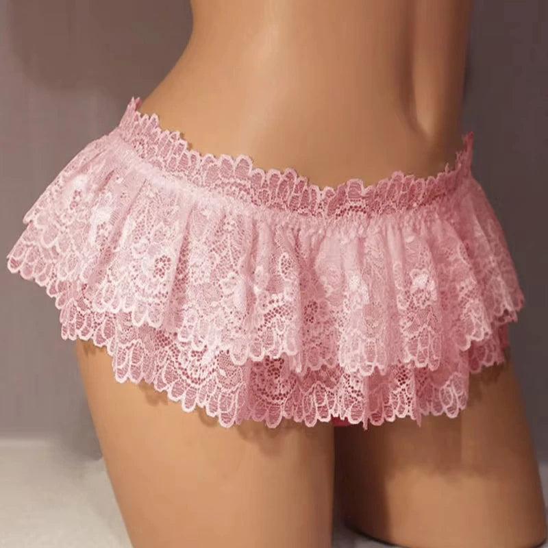 Lace Thongs Panties Lingerie Briefs Mini Skirt