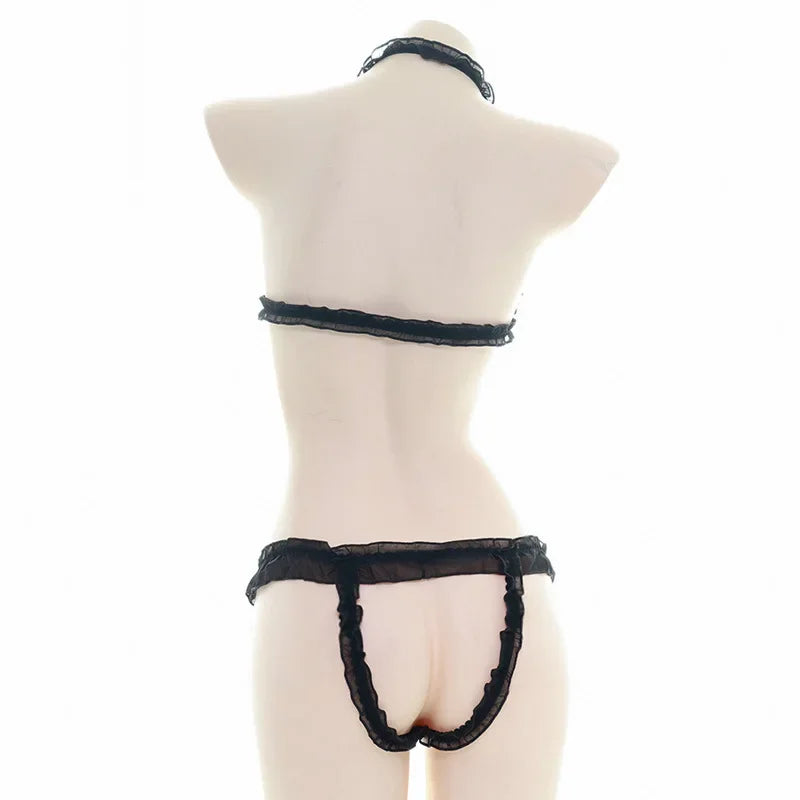 Sexy Lingerie Anime Cos Fun Sexy Underwear Black Lolita Sleepwear Three-point Women's Sexy Cosplay Cute Maid Uniform Bikini Cat