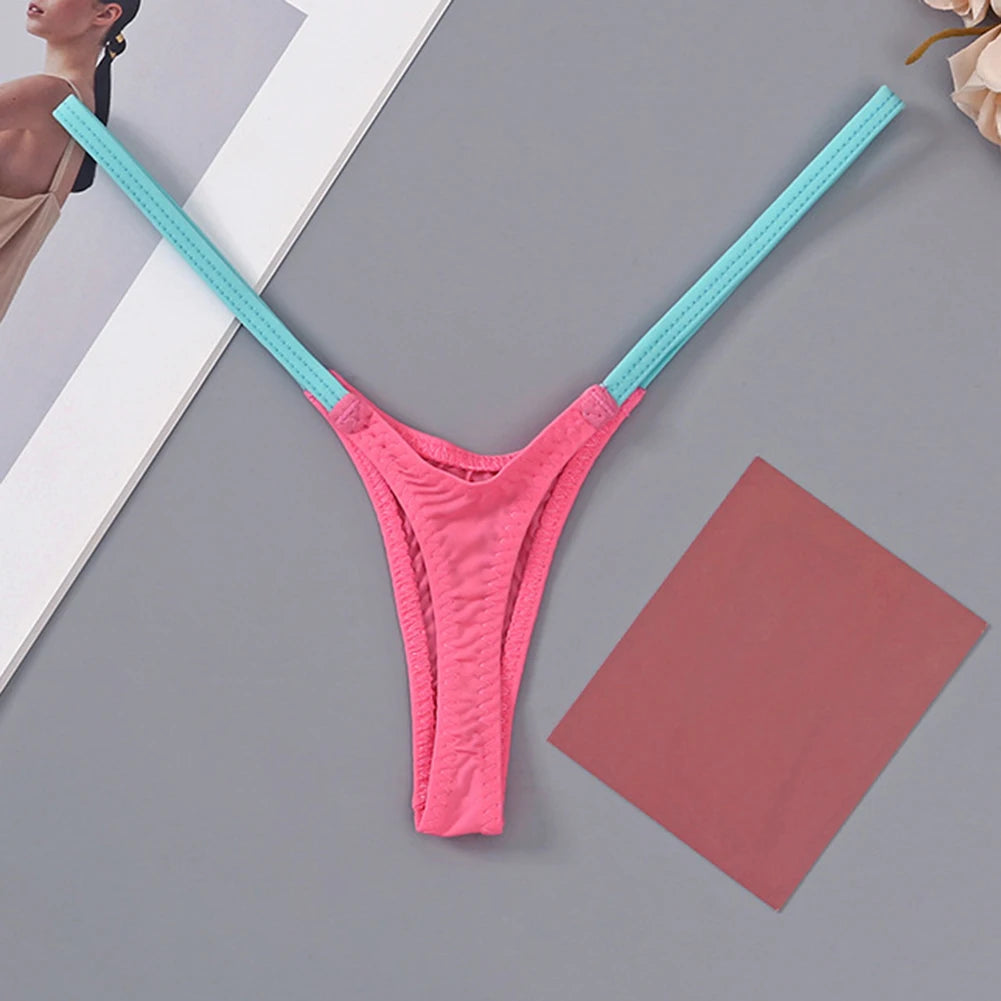 Thin Straps Low Waist Multicolor Spft Stitching Thong