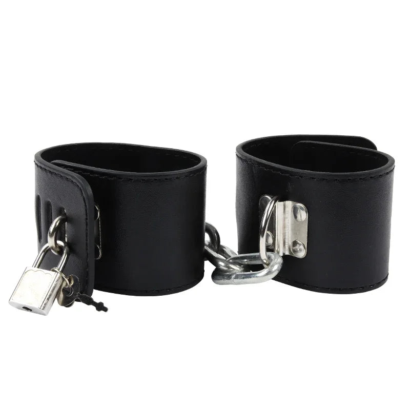 Hard Metal Chain Handcuffs Slave BDSM Wrist & Ankle Bondage Cuff Restraints Locking Shackles Erotic Products Sex Toys For Couple