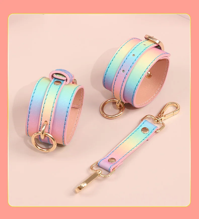 New Rainbow Handcuffs Bdsm Sex Toys For Men Women Couples Fetish Slave Bondage Flirting Adults Games Erotic Restraints Products