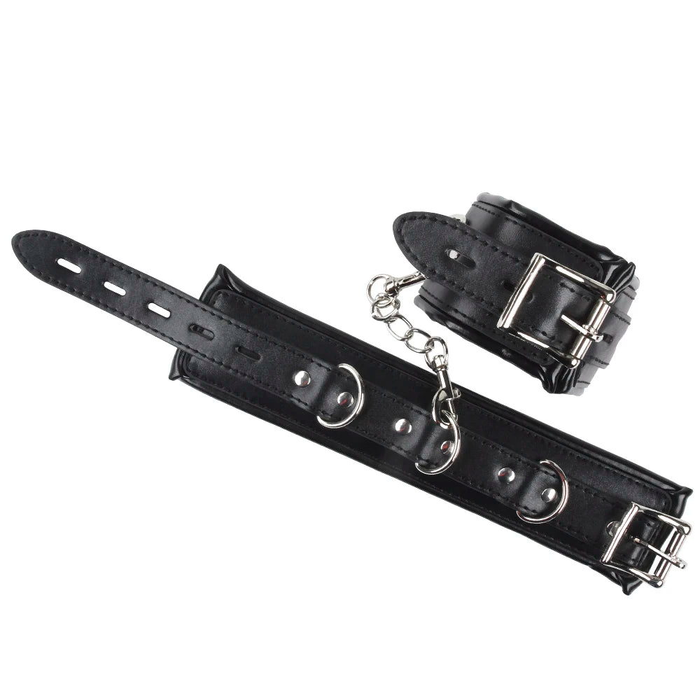 Soft Sponge Lining Hand Cuff Ankle Cuff BDSM Bondage Kinky Wirst Cuff Slave Restraints Fetish Shackles With Chain Adult Game Toy
