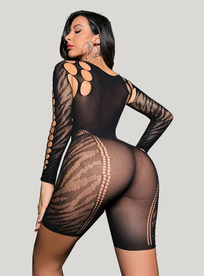 baby doll fishnet top and skirt set