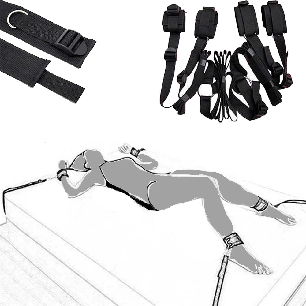 Adult Bdsm Bed Erotic Products Sex Swing Handcuffs Sex Toys Women Belt Bondage Wrist Ankle Cuffs Couple Binding Handcuffs Tools