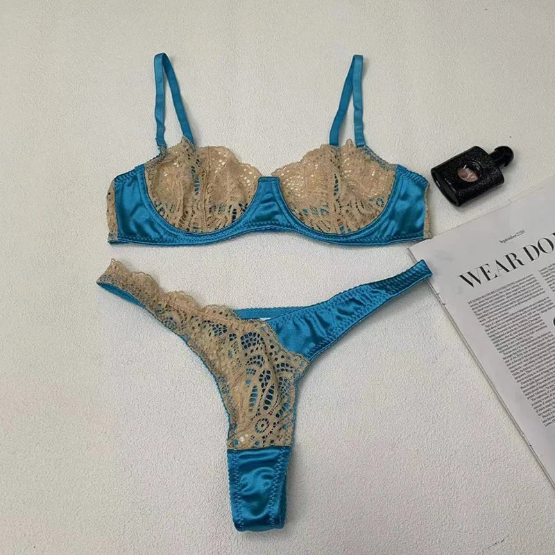Bra and Briefs Sets Lace Flower Embroidery