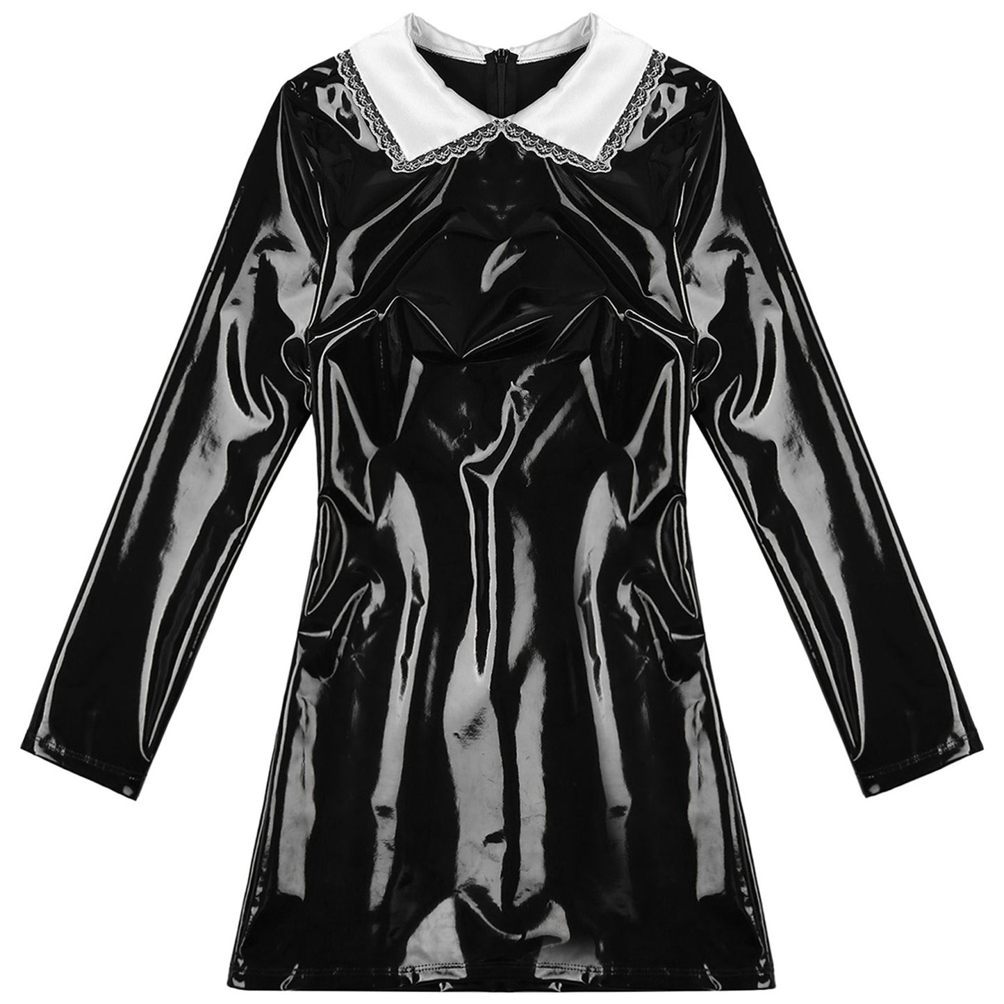 Glossy Patent Leather Bodycon Latex Mini Dress