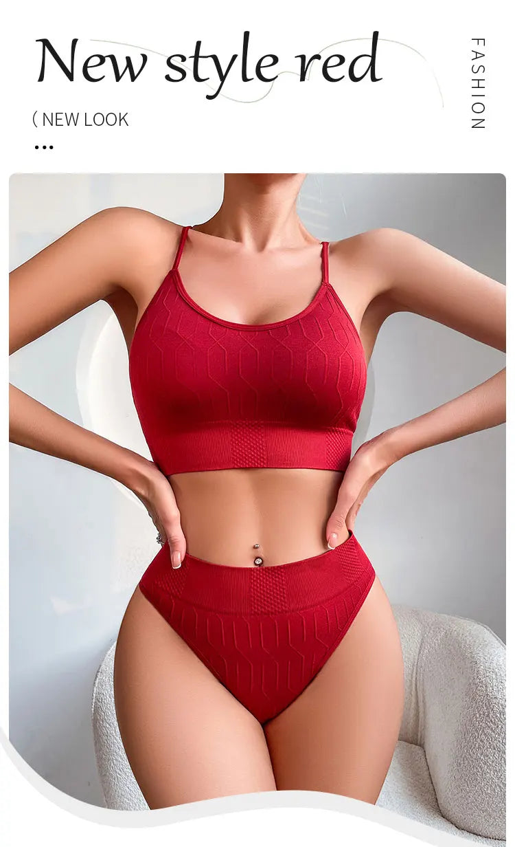 Women Panties And Bras Set 2pcs Seamless Low Rise Underwear Set Push Up Bras