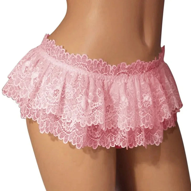 Lace Thongs Panties Lingerie Briefs Mini Skirt