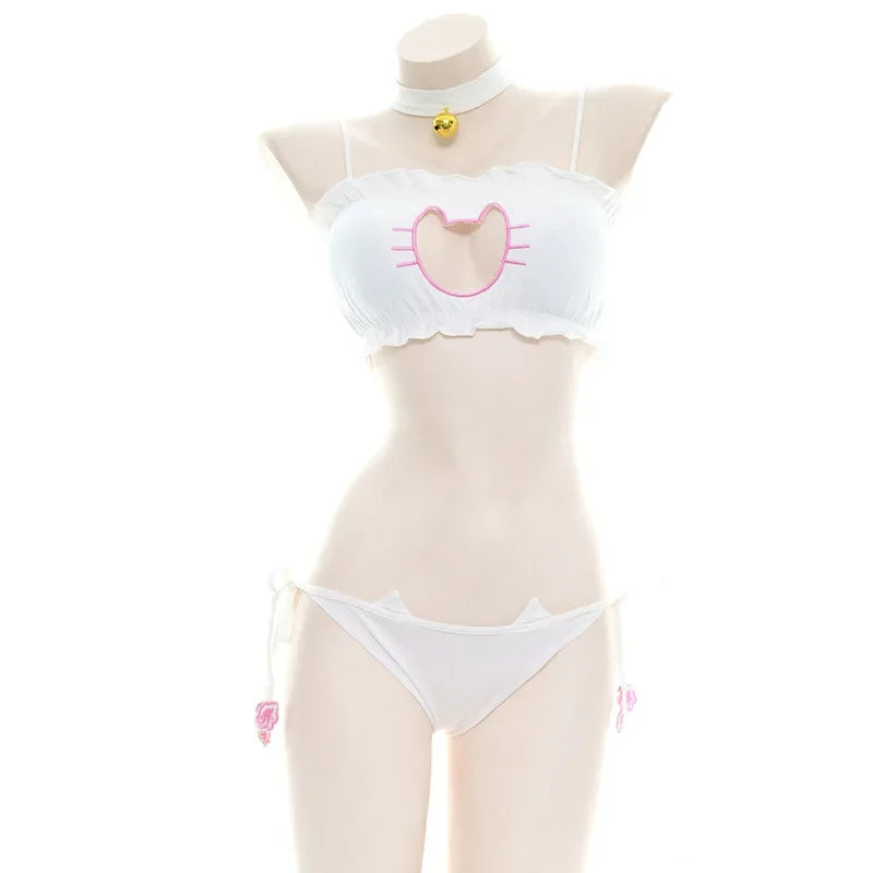 Sexy Lingerie Anime Cos Fun Sexy Underwear Black Lolita Sleepwear Three-point Women's Sexy Cosplay Cute Maid Uniform Bikini Cat