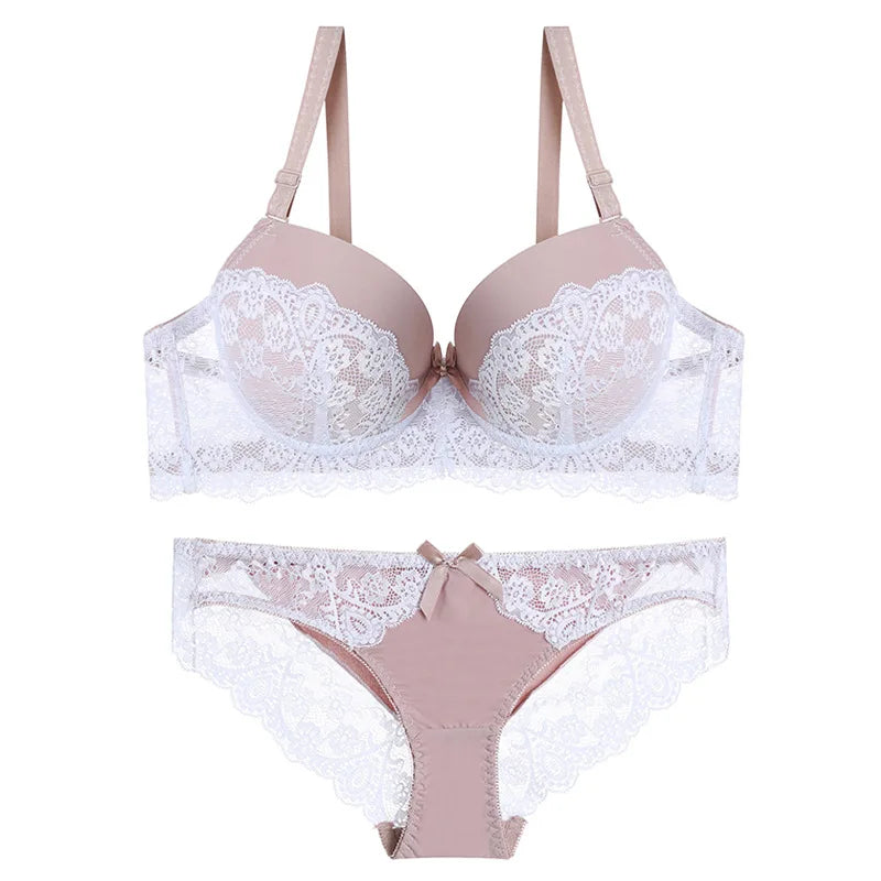 Top Classic Bandage Bra Set Lingerie Push Up Brassiere Lace Panties