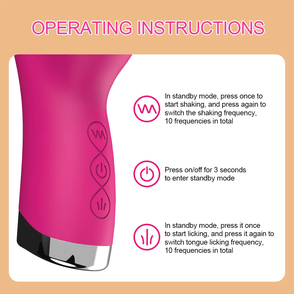 LuxeSensations Tongue Licking Vibrator - 2-in-1 Clitoral Stimulator with 20 Vibrating Speeds for Ultimate Pleasure