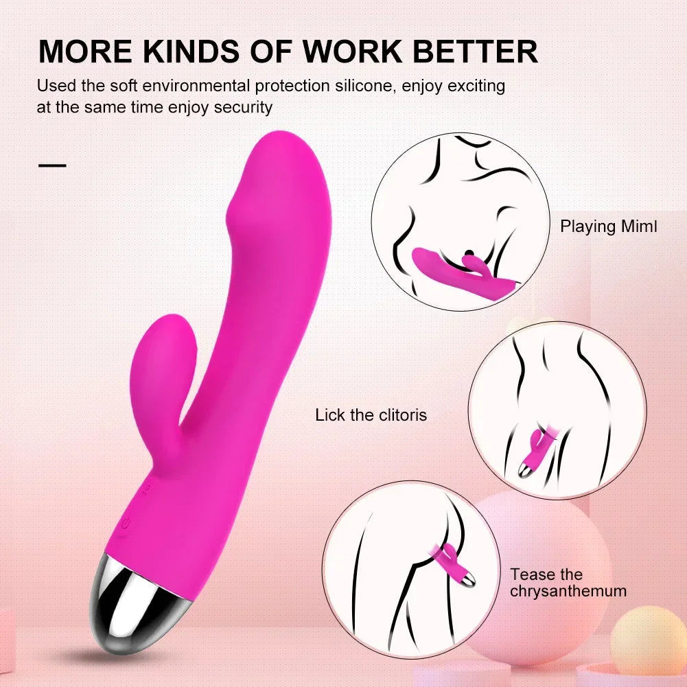 Vibrant Bliss Dual-Ended AV Vibrator - Body-Friendly Silicone, Multi-Speed & USB Rechargeable