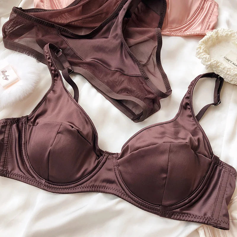 Silk Comfort Push Up Bra Set and Panties Set