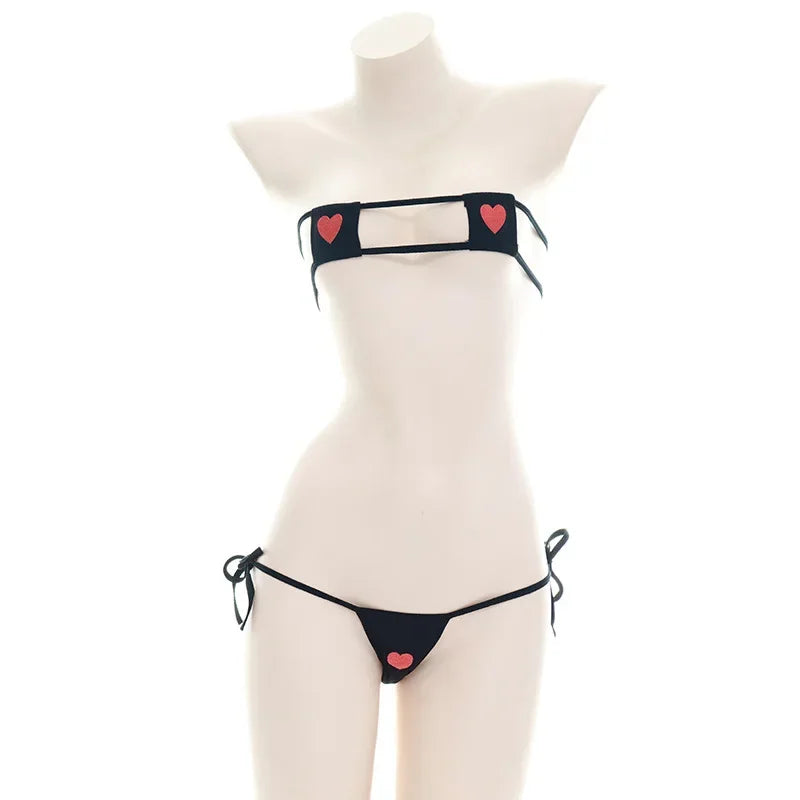 Sexy Lingerie Anime Cos Fun Sexy Underwear Black Lolita Sleepwear Three-point Women's Sexy Cosplay Cute Maid Uniform Bikini Cat