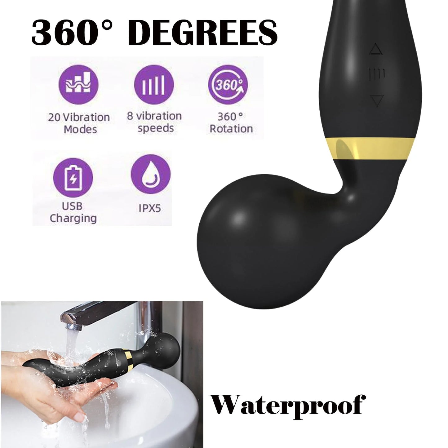 Vibrant Bliss Wand - Powerful G-Spot & Clitoral Vibrator with 8 Speeds & 20 Patterns for Ultimate Pleasure