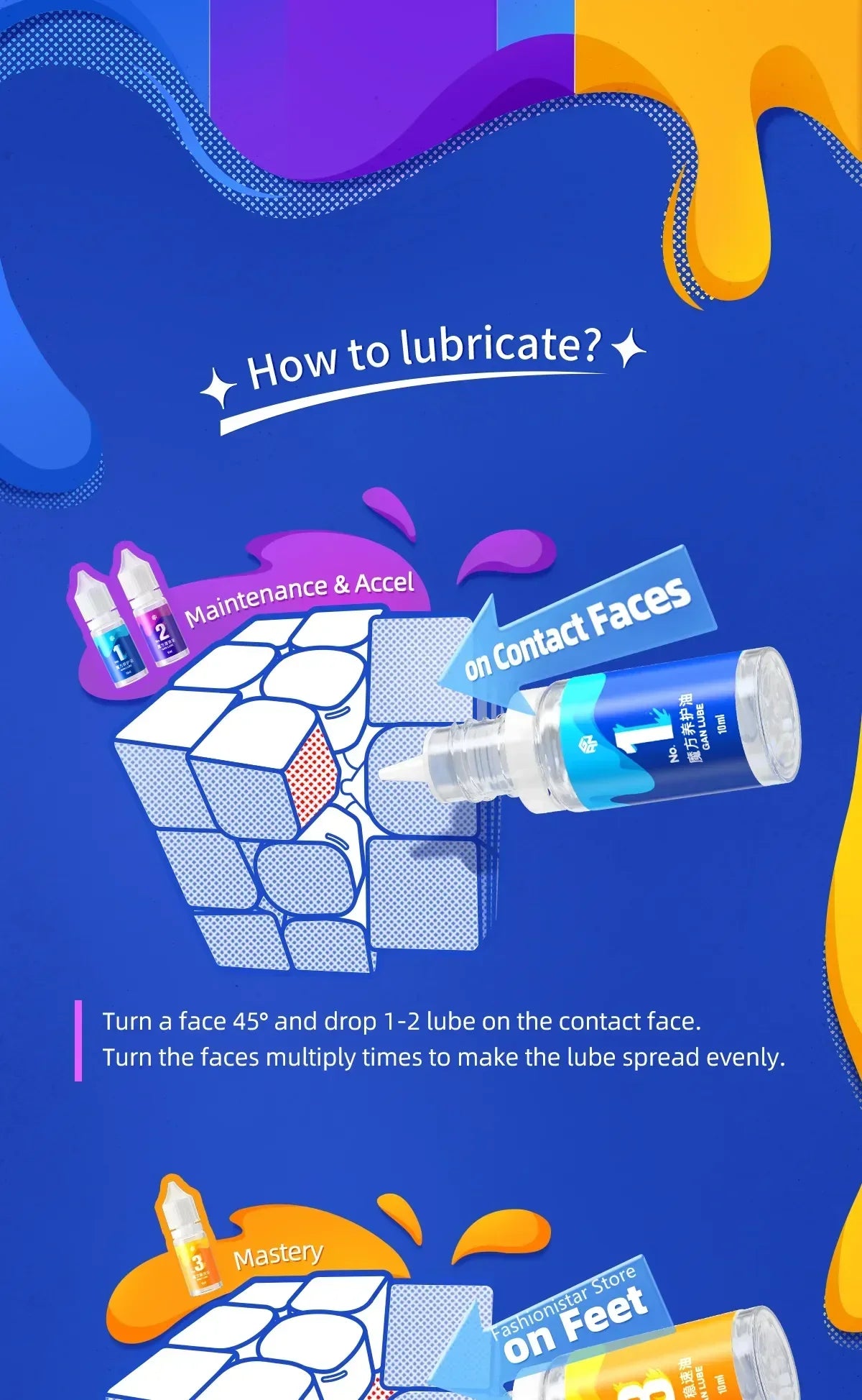 Gan Lube 1 2 3 Gan Cube Lubricant  L1 Maintenance L2 Additive L3 Care Oil