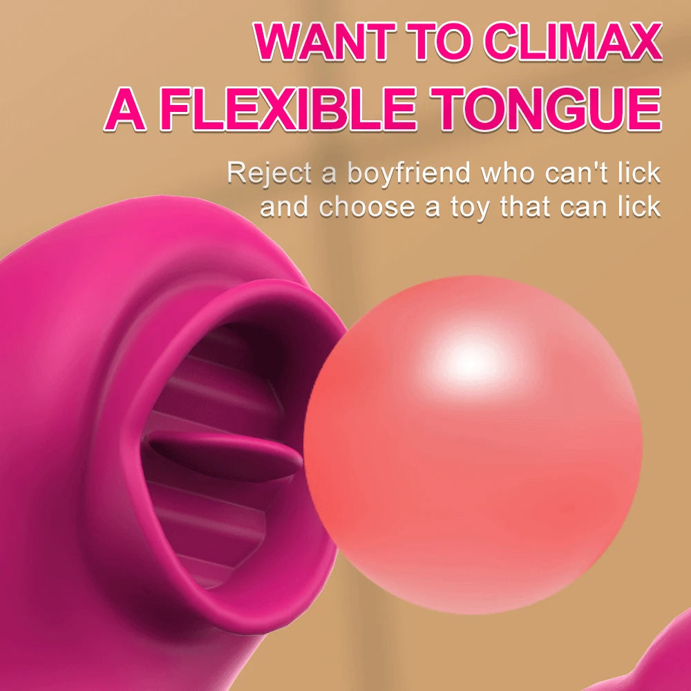 LuxeSensations Tongue Licking Vibrator - 2-in-1 Clitoral Stimulator with 20 Vibrating Speeds for Ultimate Pleasure