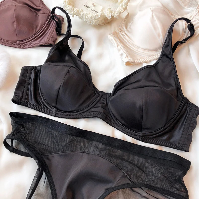 Silk Comfort Push Up Bra Set and Panties Set