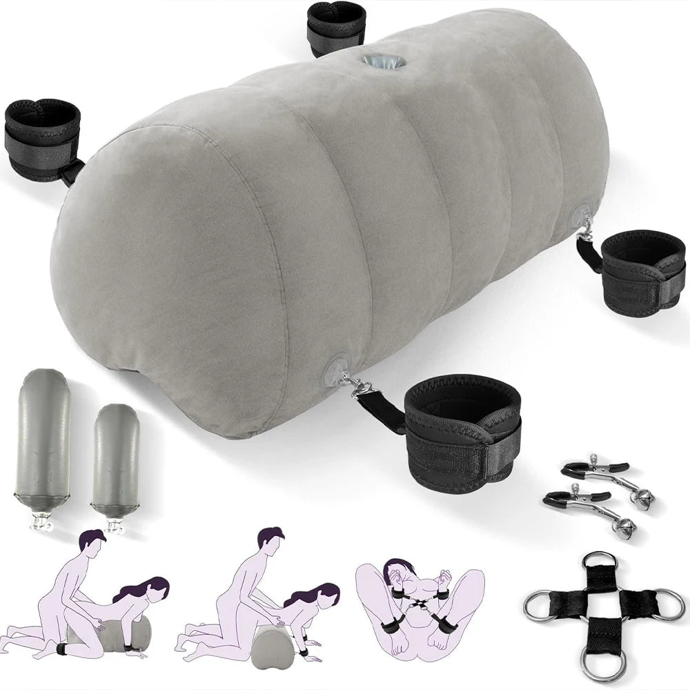 BDSM Bliss Wedge Pad with Handcuffs & Ankle Cuffs for Ultimate Erotic Positions