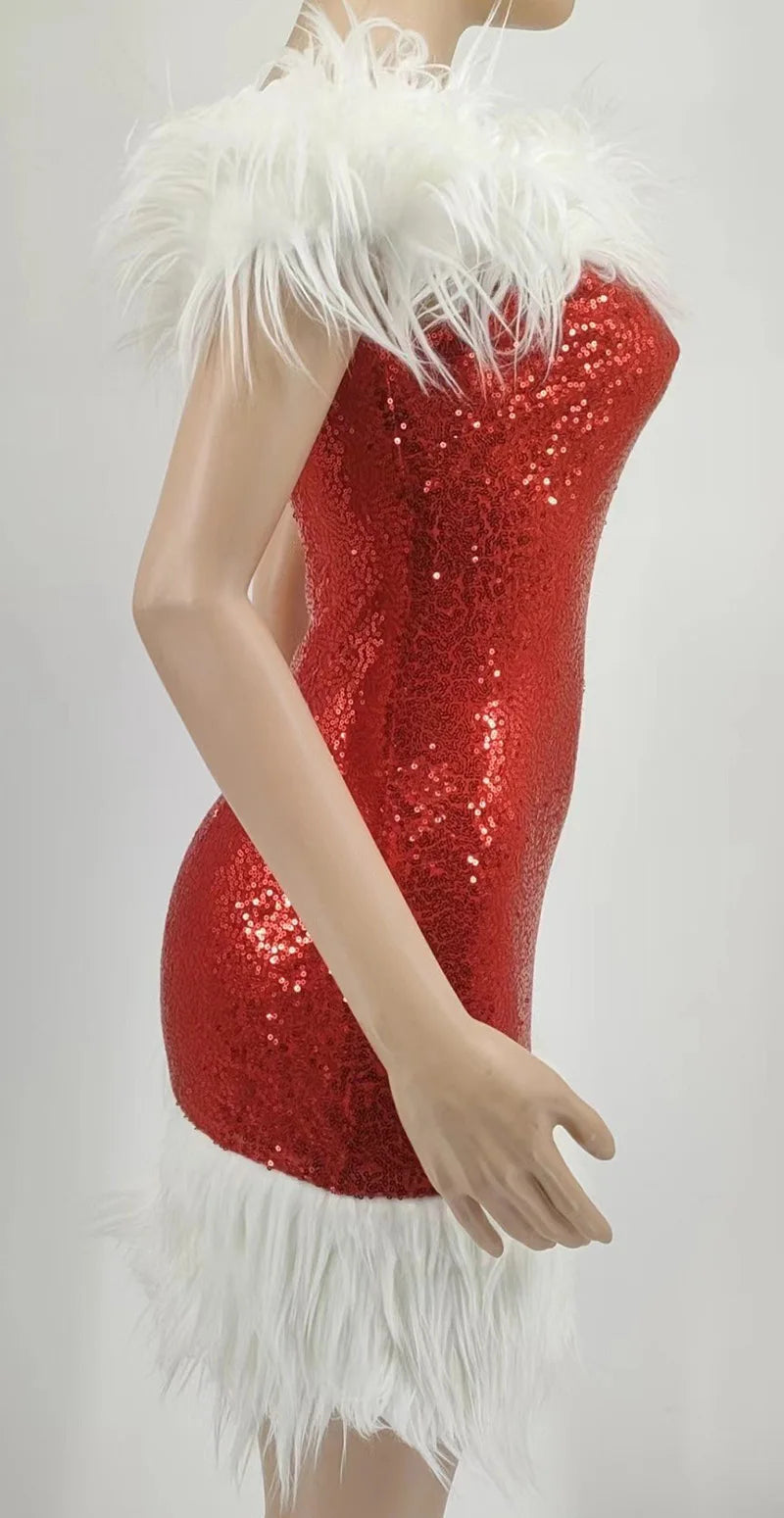 Sequin Splicing Santa Claus Christmas Outfit