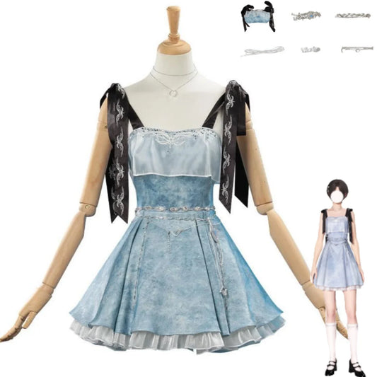 Game Love and Deepspace Mc Player Cosplay Costume Blue Camisole Dress