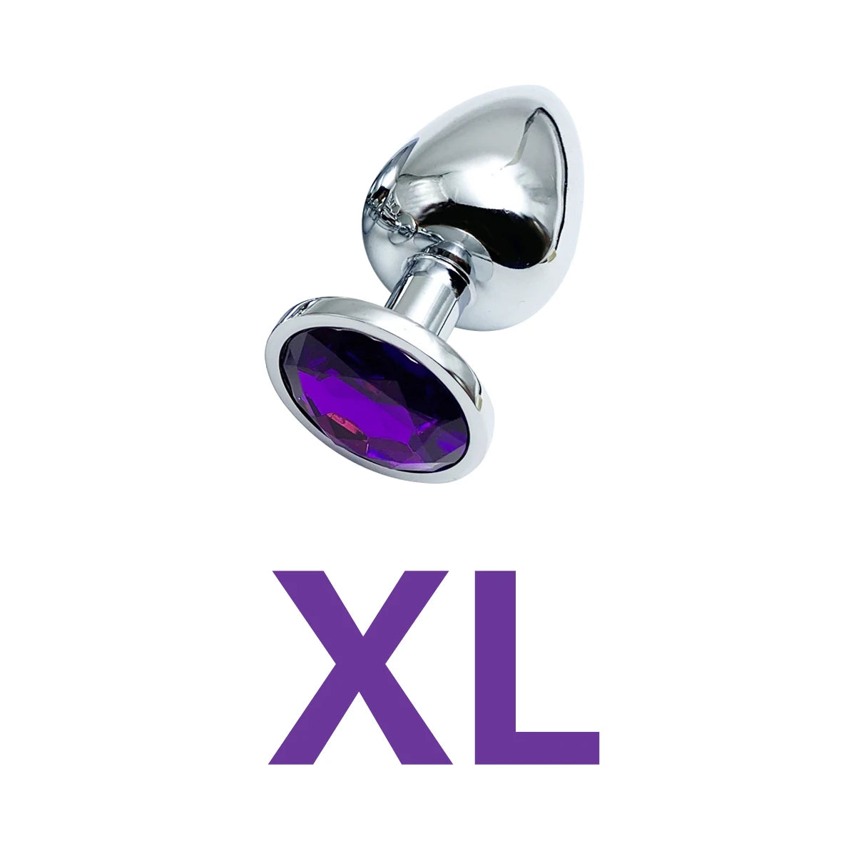 Metal Anal Plug Purple Jewel for Beginner To Expert Size