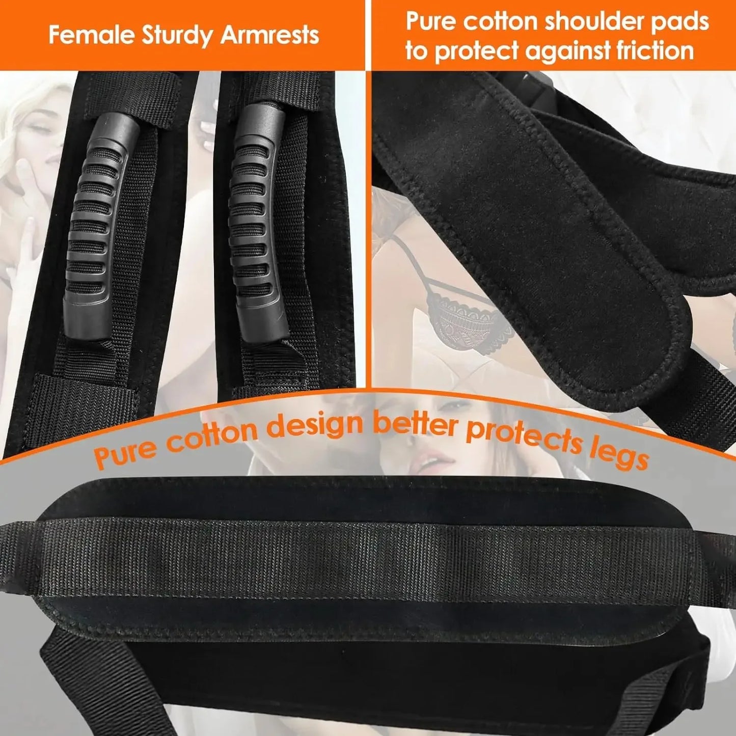 BDSM Sex Swing Set with Bondage Love Slings for Couples Adjustable Strap Adult Sex Toy Soft Plush Padding Mat Sex Restraints Toy