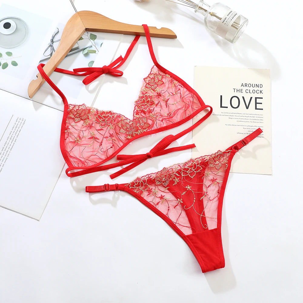 Panties Mesh Lace Bra Briefs Set