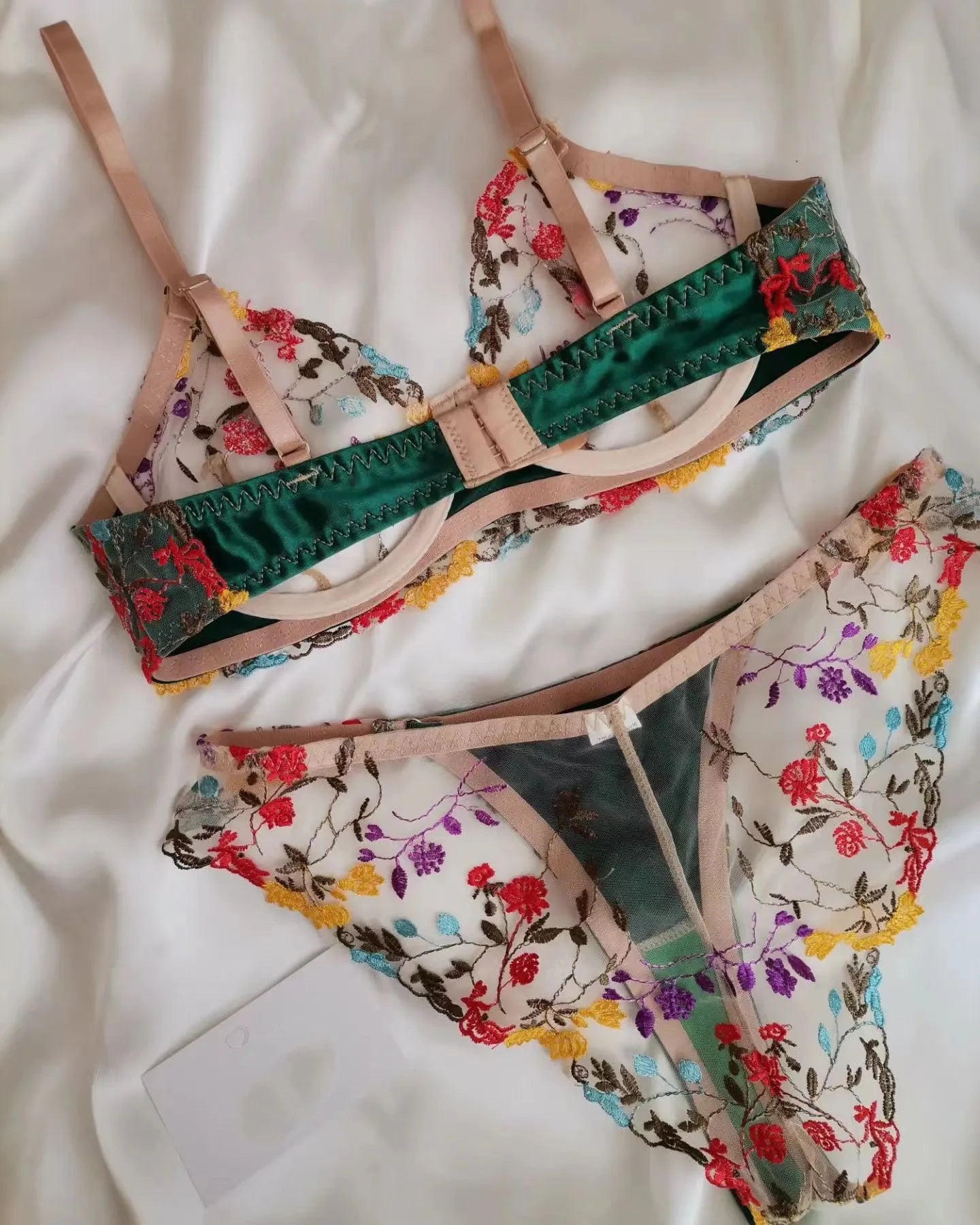 Bra and Briefs Sets Lace Flower Embroidery