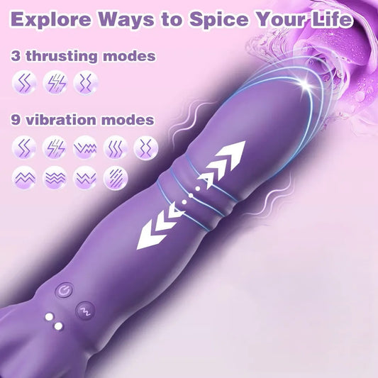 Male Glans Stimulate Massager - 3 Thrusting 9 Vibrating Penis Delay Trainer, Oral Sex Climax Masturbator, Sex Toys for Men