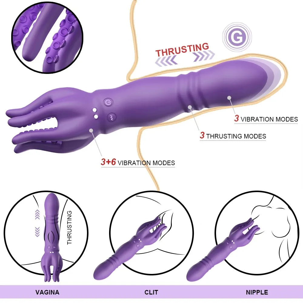 Male Glans Stimulate Massager - 3 Thrusting 9 Vibrating Penis Delay Trainer, Oral Sex Climax Masturbator, Sex Toys for Men