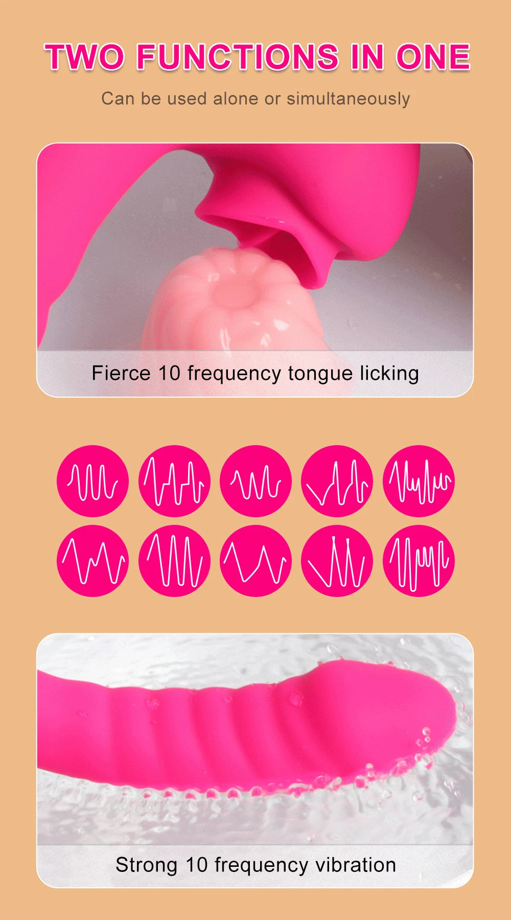 LuxeSensations Tongue Licking Vibrator - 2-in-1 Clitoral Stimulator with 20 Vibrating Speeds for Ultimate Pleasure
