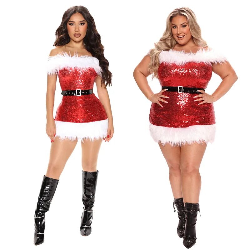 Sequin Splicing Santa Claus Christmas Outfit