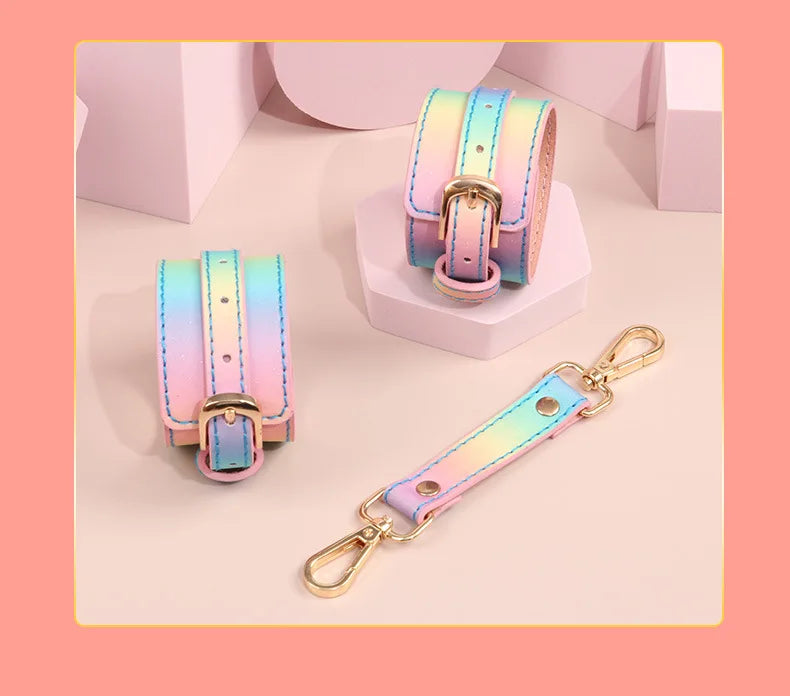 New Rainbow Handcuffs Bdsm Sex Toys For Men Women Couples Fetish Slave Bondage Flirting Adults Games Erotic Restraints Products