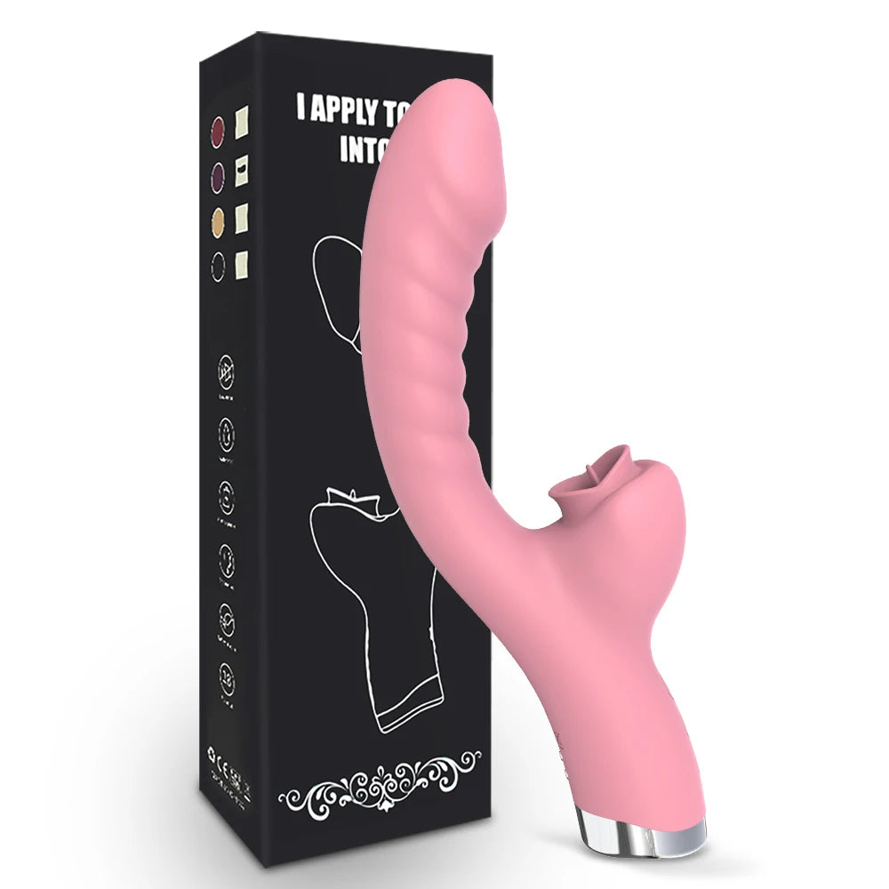 LuxeSensations Tongue Licking Vibrator - 2-in-1 Clitoral Stimulator with 20 Vibrating Speeds for Ultimate Pleasure