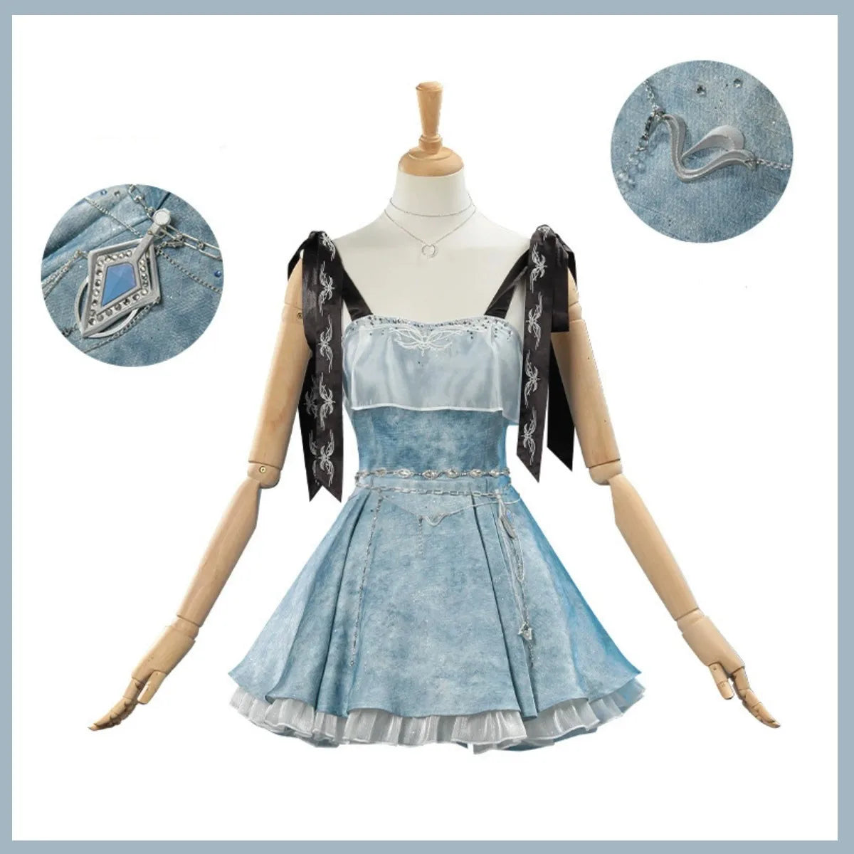 Game Love and Deepspace Mc Player Cosplay Costume Blue Camisole Dress