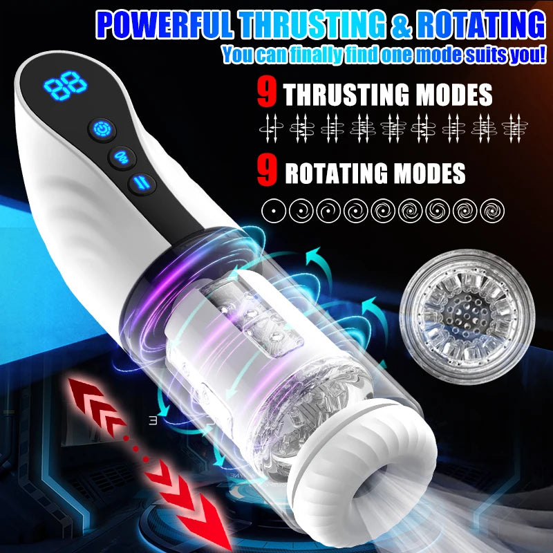 Navigation Male Masturbation Cup Piston Thrusting Rotating Sucking Moan Penis Stimulation Men Trainer Sex Toys for Men Adult 18+