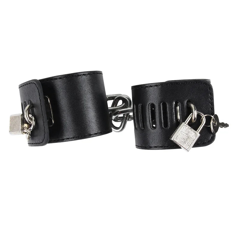 Hard Metal Chain Handcuffs Slave BDSM Wrist & Ankle Bondage Cuff Restraints Locking Shackles Erotic Products Sex Toys For Couple
