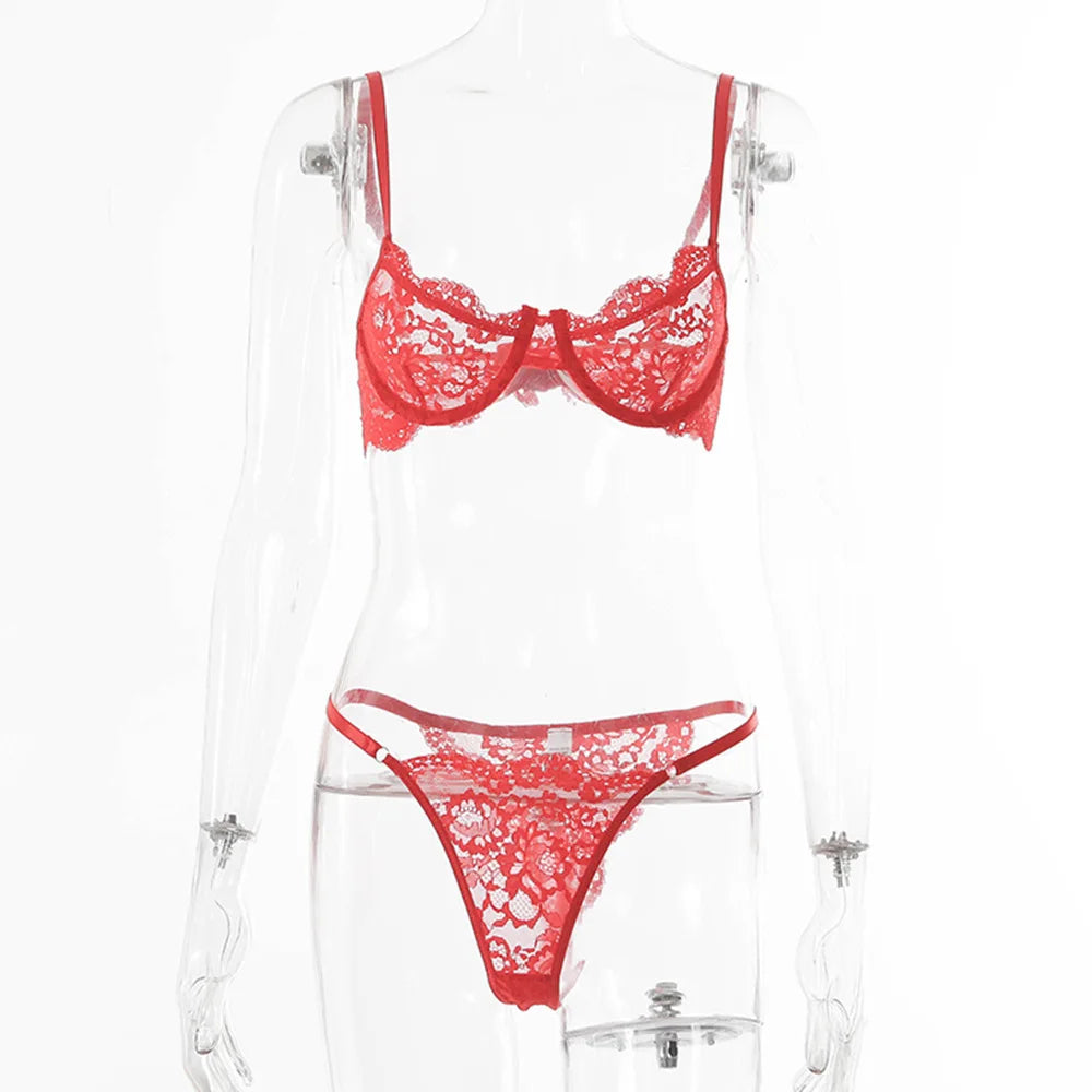 Bra and Panty Set with a Thong and Push-up