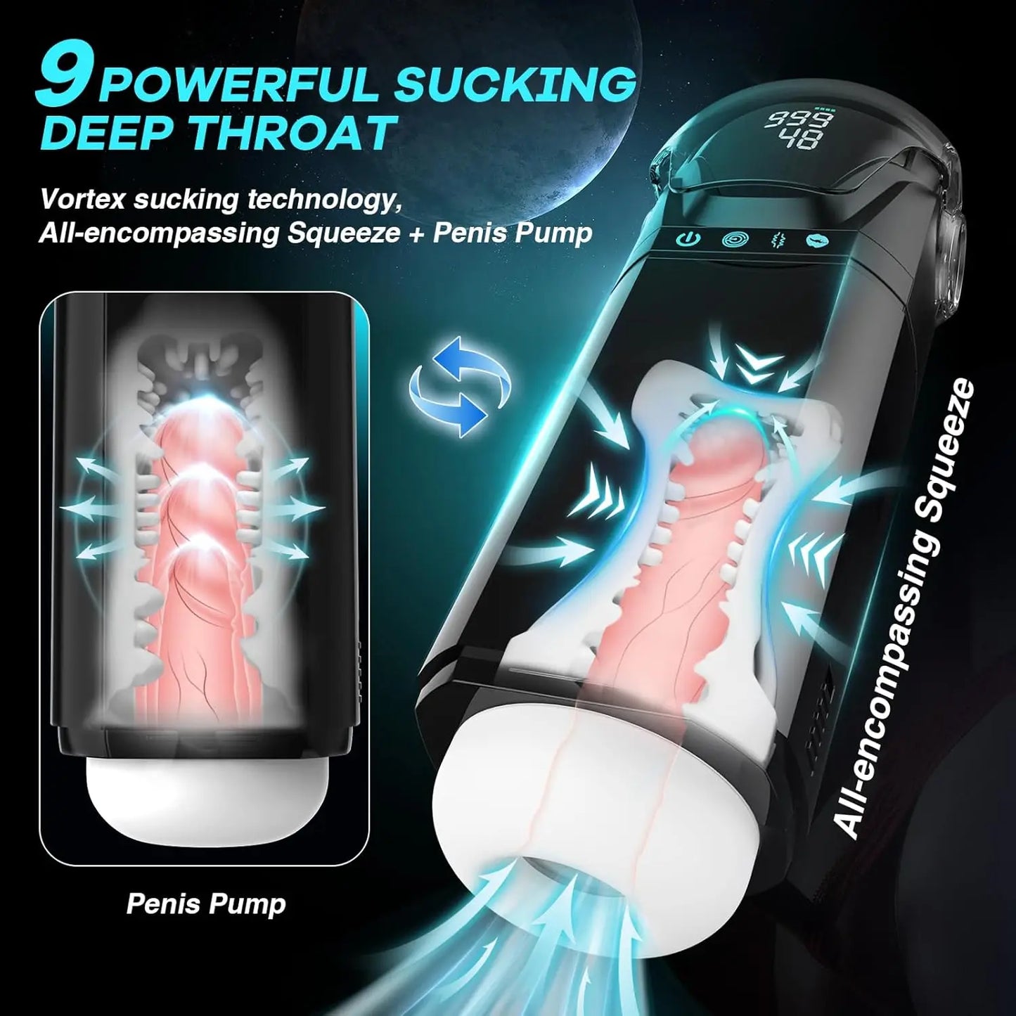 Male Masturbator Mens Sex Toys - Penis Pump Sex Toy for Men, APP Control Adult Toys Pocket Pussy 3D Male Stroker, Visual Blowjob