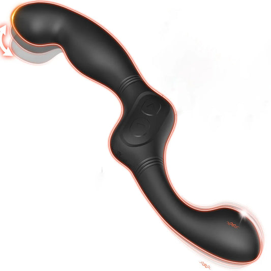 Male Anal Sex Toys Prostate Massager Vibrator for Men Gay Tapping Vibrating Curved Anal Dildo Butt Plug for Men Women Couples