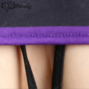 Erotic Striped Short Top and Panty Purple Set with Fishnet Stockings and Corset Cosplay Costume