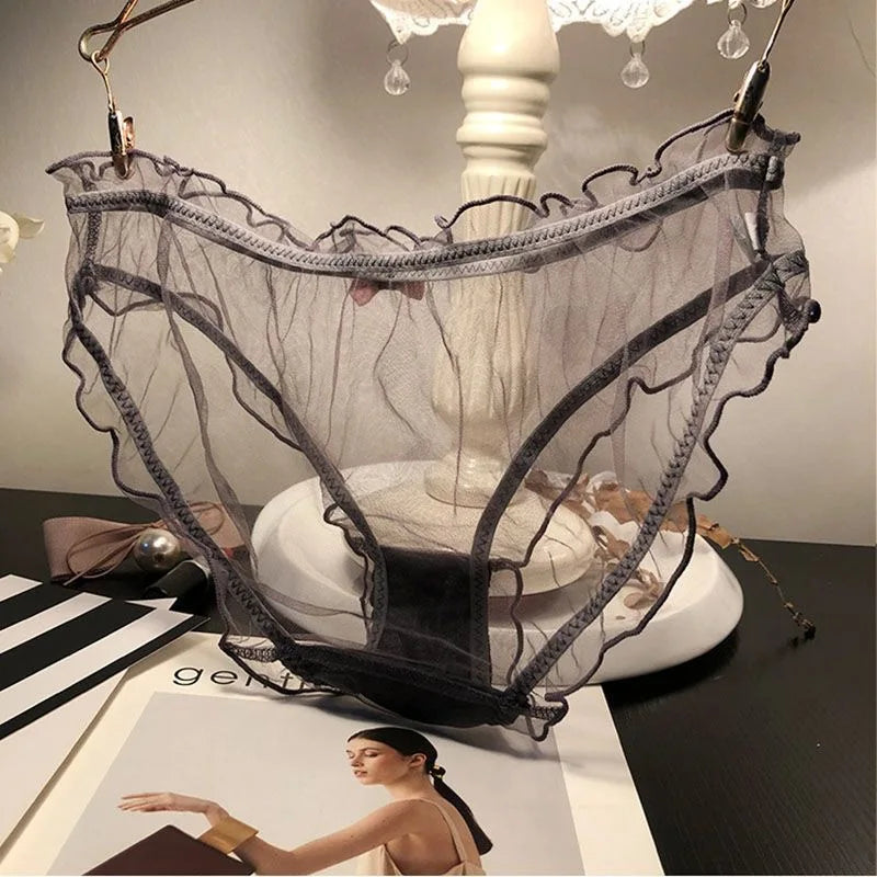Transparent Pink Bow Cotton Crotch Panties