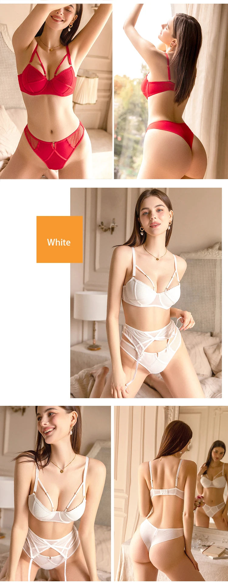 Mesh Fishing Net Color Block Bra Set Breathable Bra And Panties Combo