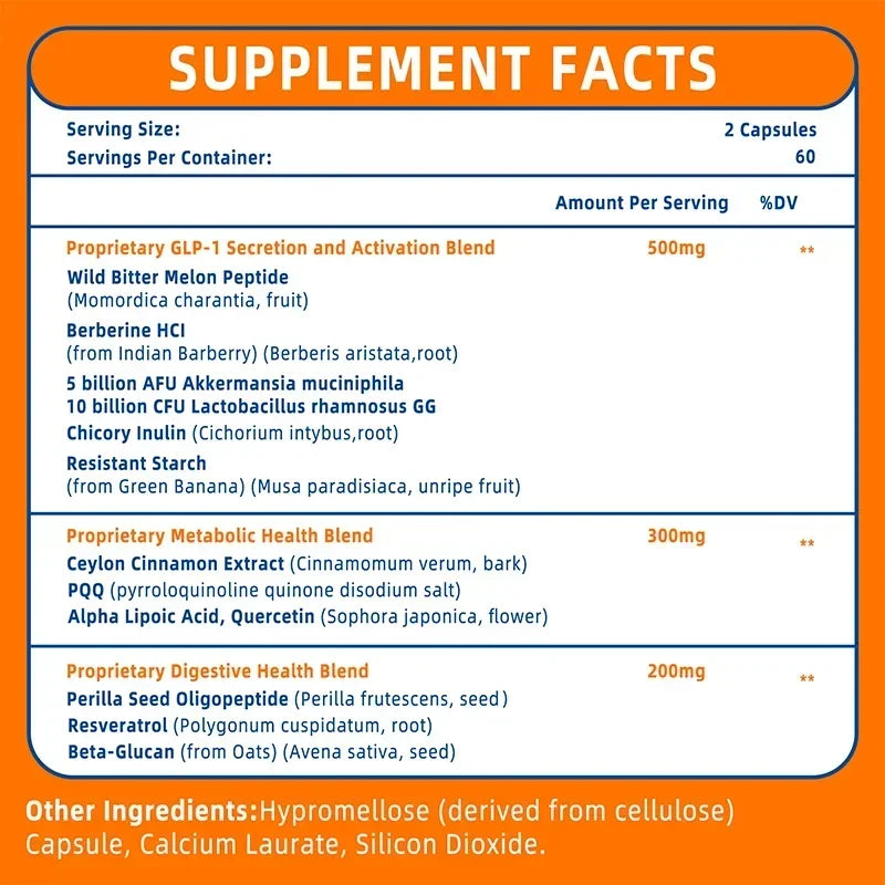 GLP-1 Supplements - Antioxidant and Immune Support, Promote Digestion and Intestinal Health, Balance Intestinal Flora