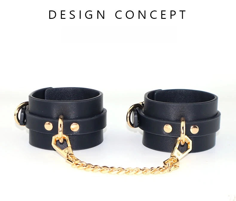 SM Handcuffs Ankle Cuffs Bondage Set for Women Couples Spanking Leather Restraints BDSM Toys Fetish Gear Spreader Bar