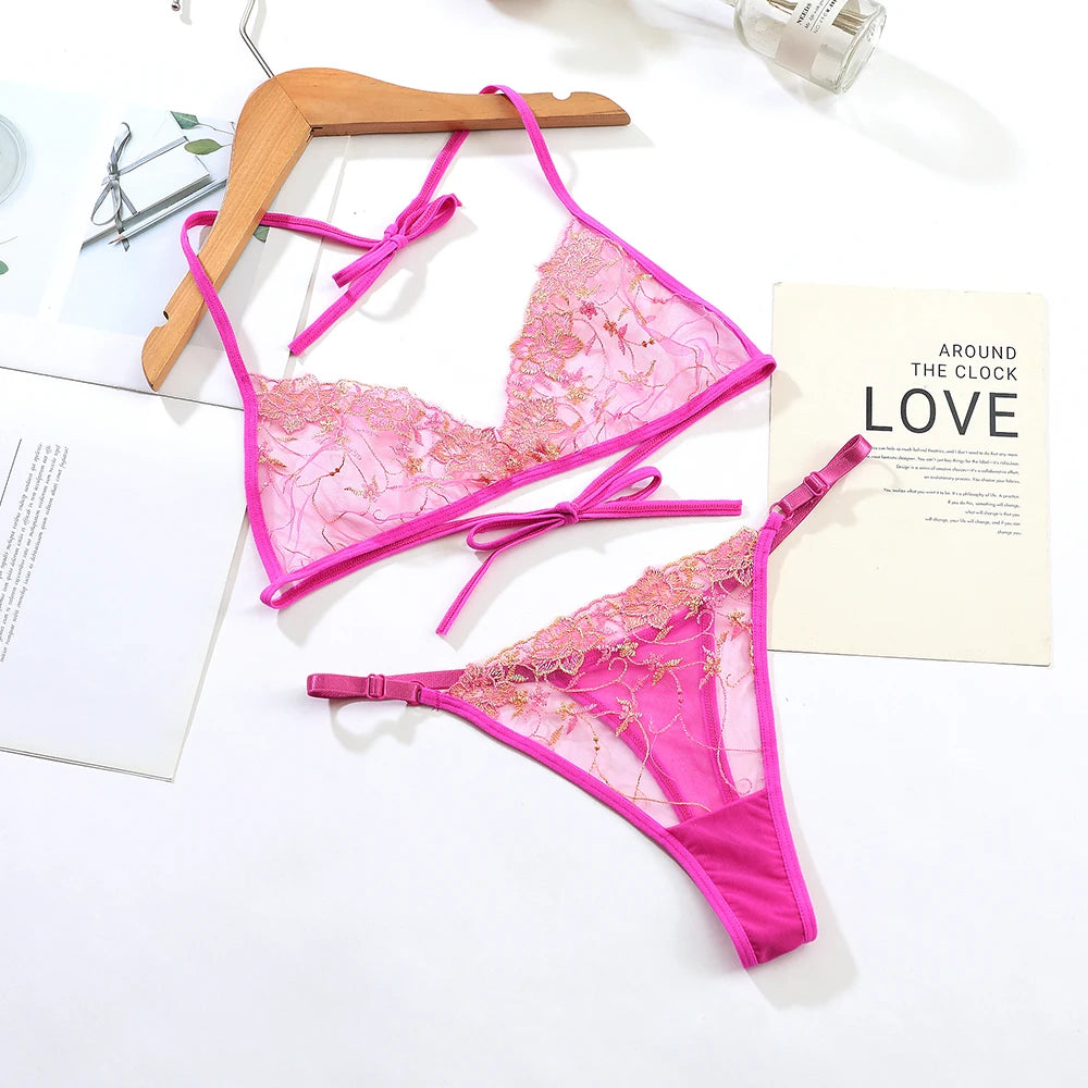Panties Mesh Lace Bra Briefs Set